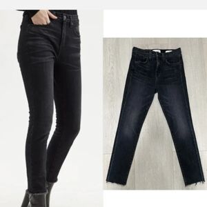 🎉HP🎉NILI LOTAN Mid Rise DistressedRaw Hew Sz.25 Washed Out Black Women's Jeans